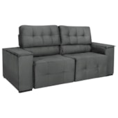 Sofá Cama Retrátil Sala Vicenza 175cm Suede Cinza Escuro