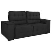 Sofá Cama Retrátil Sala Vicenza 175cm Suede Preto