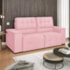 Sofá Cama Retrátil Sala Vicenza 175cm Suede Rosa Bebe