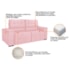 Sofá Cama Retrátil Sala Vicenza 175cm Suede Rosa Bebe