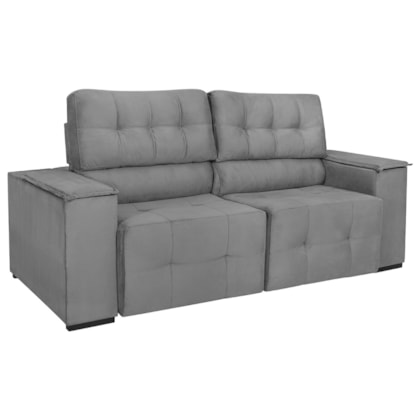 Sofá Cama Retrátil Sala Vicenza 210cm Bouclé Cinza