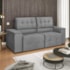 Sofá Cama Retrátil Sala Vicenza 210cm Linho Cinza Claro