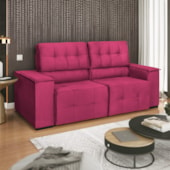 Sofá Cama Retrátil Sala Vicenza 210cm Suede Pink