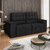 Sofá Cama Retrátil Sala Vicenza 210cm Suede Preto