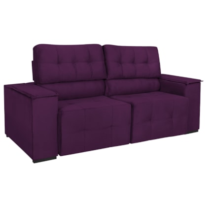 Sofá Cama Retrátil Sala Vicenza 210cm Suede Roxo