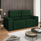 Sofá Cama Retrátil Sala Vicenza 210cm Suede Verde