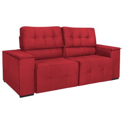 Sofá Cama Retrátil Sala Vicenza 210cm Suede Vermelho