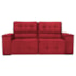 Sofá Cama Retrátil Sala Vicenza 210cm Suede Vermelho