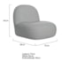 Sofá Curvo 120cm 2 Lugares e 1 Poltrona Amsterdã Bouclé Cinza
