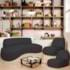 Sofá Curvo 120cm 2 Lugares e 2 Poltronas Amsterdã Bouclé Preto - Amarena Móveis