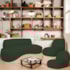 Sofá Curvo 120cm 2 Lugares e 2 Poltronas Orgânico Escritório Recepção Sala Amsterdã Linho Verde - Amarena Móveis
