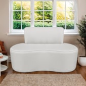 Sofá Curvo 2 Lugares Amsterdã 130cm Bouclé Branco