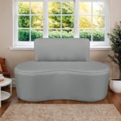 Sofá Curvo 2 Lugares Amsterdã 130cm Bouclé Cinza