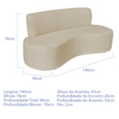 Sofá Curvo 2 Lugares Amsterdã 140cm Suede Bege