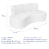 Sofá Curvo 2 Lugares Amsterdã 140cm Suede Branco