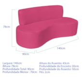 Sofá Curvo 2 Lugares Amsterdã 140cm Suede Pink