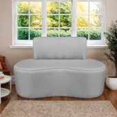 Sofá Curvo 2 Lugares Orgânico Escritório Recepção Sala Amsterdã 120cm Linho Cinza Claro - Amarena Móveis
