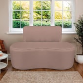 Sofá Curvo 2 Lugares Orgânico Escritório Recepção Sala Amsterdã 130cm Linho Rose - Amarena Móveis