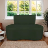 Sofá Curvo 2 Lugares Orgânico Escritório Recepção Sala Amsterdã 130cm Linho Verde - Amarena Móveis