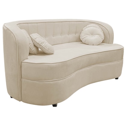 Sofá Curvo 2 Lugares Orgânico Sala Recepção Escritório Decorativo Luxo Panamá 140cm Bouclé Bege
