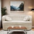 Sofá Curvo 2 Lugares Orgânico Sala Recepção Escritório Decorativo Luxo Panamá 140cm Bouclé Bege