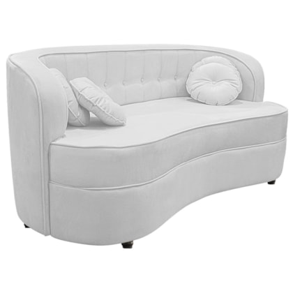 Sofá Curvo 2 Lugares Orgânico Sala Recepção Escritório Decorativo Luxo Panamá 140cm Bouclé Branco