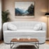 Sofá Curvo 2 Lugares Orgânico Sala Recepção Escritório Decorativo Luxo Panamá 140cm Bouclé Branco