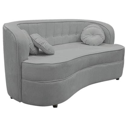 Sofá Curvo 2 Lugares Orgânico Sala Recepção Escritório Decorativo Luxo Panamá 140cm Bouclé Cinza