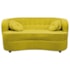 Sofá Curvo 2 Lugares Orgânico Sala Recepção Escritório Decorativo Luxo Panamá 140cm Suede Amarelo