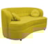 Sofá Curvo 2 Lugares Orgânico Sala Recepção Escritório Decorativo Luxo Panamá 140cm Suede Amarelo