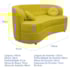 Sofá Curvo 2 Lugares Orgânico Sala Recepção Escritório Decorativo Luxo Panamá 140cm Suede Amarelo
