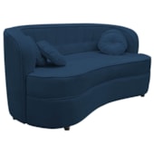 Sofá Curvo 2 Lugares Orgânico Sala Recepção Escritório Decorativo Luxo Panamá 140cm Suede Azul Marinho