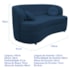 Sofá Curvo 2 Lugares Orgânico Sala Recepção Escritório Decorativo Luxo Panamá 140cm Suede Azul Marinho