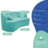Sofá Curvo 2 Lugares Orgânico Sala Recepção Escritório Decorativo Luxo Panamá 140cm Suede Azul Tiffany