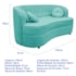 Sofá Curvo 2 Lugares Orgânico Sala Recepção Escritório Decorativo Luxo Panamá 140cm Suede Azul Tiffany