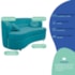 Sofá Curvo 2 Lugares Orgânico Sala Recepção Escritório Decorativo Luxo Panamá 140cm Suede Azul Turquesa