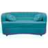 Sofá Curvo 2 Lugares Orgânico Sala Recepção Escritório Decorativo Luxo Panamá 140cm Suede Azul Turquesa