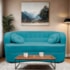 Sofá Curvo 2 Lugares Orgânico Sala Recepção Escritório Decorativo Luxo Panamá 140cm Suede Azul Turquesa