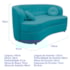 Sofá Curvo 2 Lugares Orgânico Sala Recepção Escritório Decorativo Luxo Panamá 140cm Suede Azul Turquesa