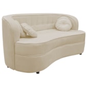 Sofá Curvo 2 Lugares Orgânico Sala Recepção Escritório Decorativo Luxo Panamá 140cm Suede Bege