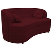 Sofá Curvo 2 Lugares Orgânico Sala Recepção Escritório Decorativo Luxo Panamá 140cm Suede Bordo