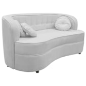 Sofá Curvo 2 Lugares Orgânico Sala Recepção Escritório Decorativo Luxo Panamá 140cm Suede Branco
