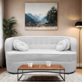 Sofá Curvo 2 Lugares Orgânico Sala Recepção Escritório Decorativo Luxo Panamá 140cm Suede Branco
