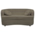 Sofá Curvo 2 Lugares Orgânico Sala Recepção Escritório Decorativo Luxo Panamá 140cm Suede Cappuccino