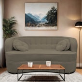 Sofá Curvo 2 Lugares Orgânico Sala Recepção Escritório Decorativo Luxo Panamá 140cm Suede Cappuccino