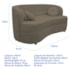 Sofá Curvo 2 Lugares Orgânico Sala Recepção Escritório Decorativo Luxo Panamá 140cm Suede Cappuccino