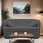 Sofá Curvo 2 Lugares Orgânico Sala Recepção Escritório Decorativo Luxo Panamá 140cm Suede Cinza