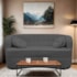 Sofá Curvo 2 Lugares Orgânico Sala Recepção Escritório Decorativo Luxo Panamá 140cm Suede Cinza