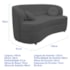 Sofá Curvo 2 Lugares Orgânico Sala Recepção Escritório Decorativo Luxo Panamá 140cm Suede Cinza