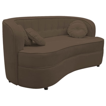 Sofá Curvo 2 Lugares Orgânico Sala Recepção Escritório Decorativo Luxo Panamá 140cm Suede Marrom